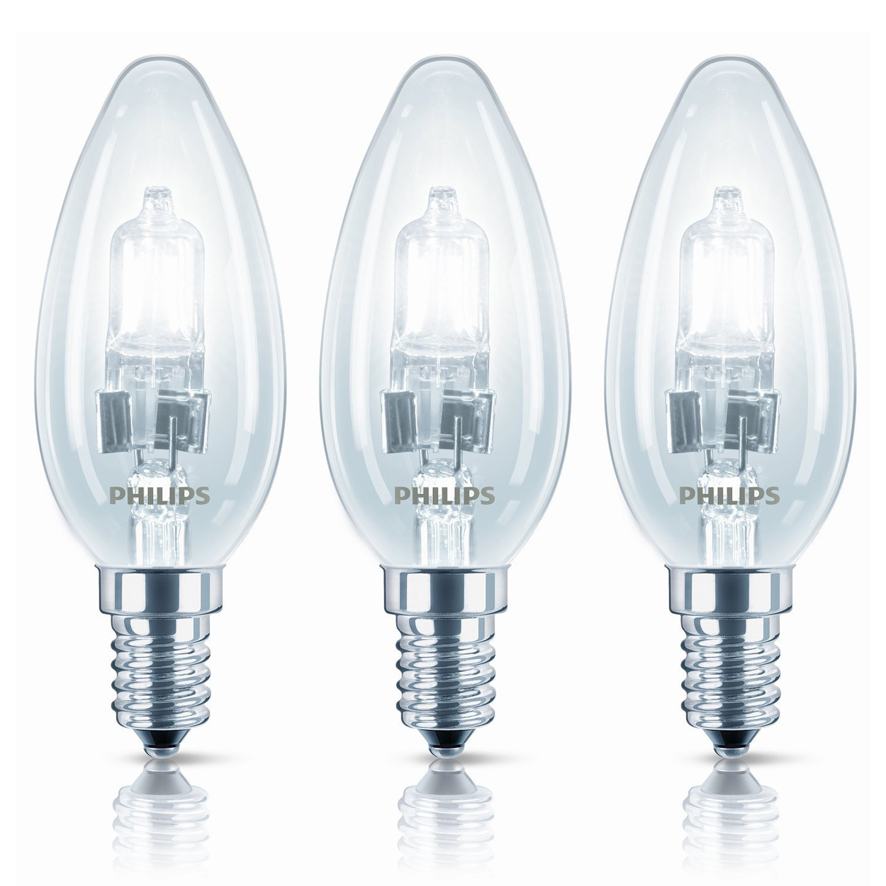 3 x Philips 28W (35W) E14 SES Halogen Candle Bulbs 2800K Warm White